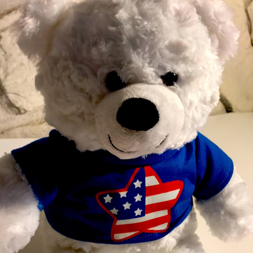 Teddy Bear Patriotic Star White 16” Plush Stuffed Animal Toy Gift